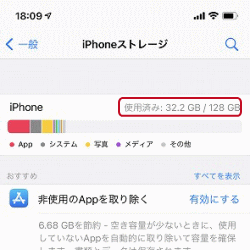 Iphoneで利用出来る容量を確認する Iphoneの活用